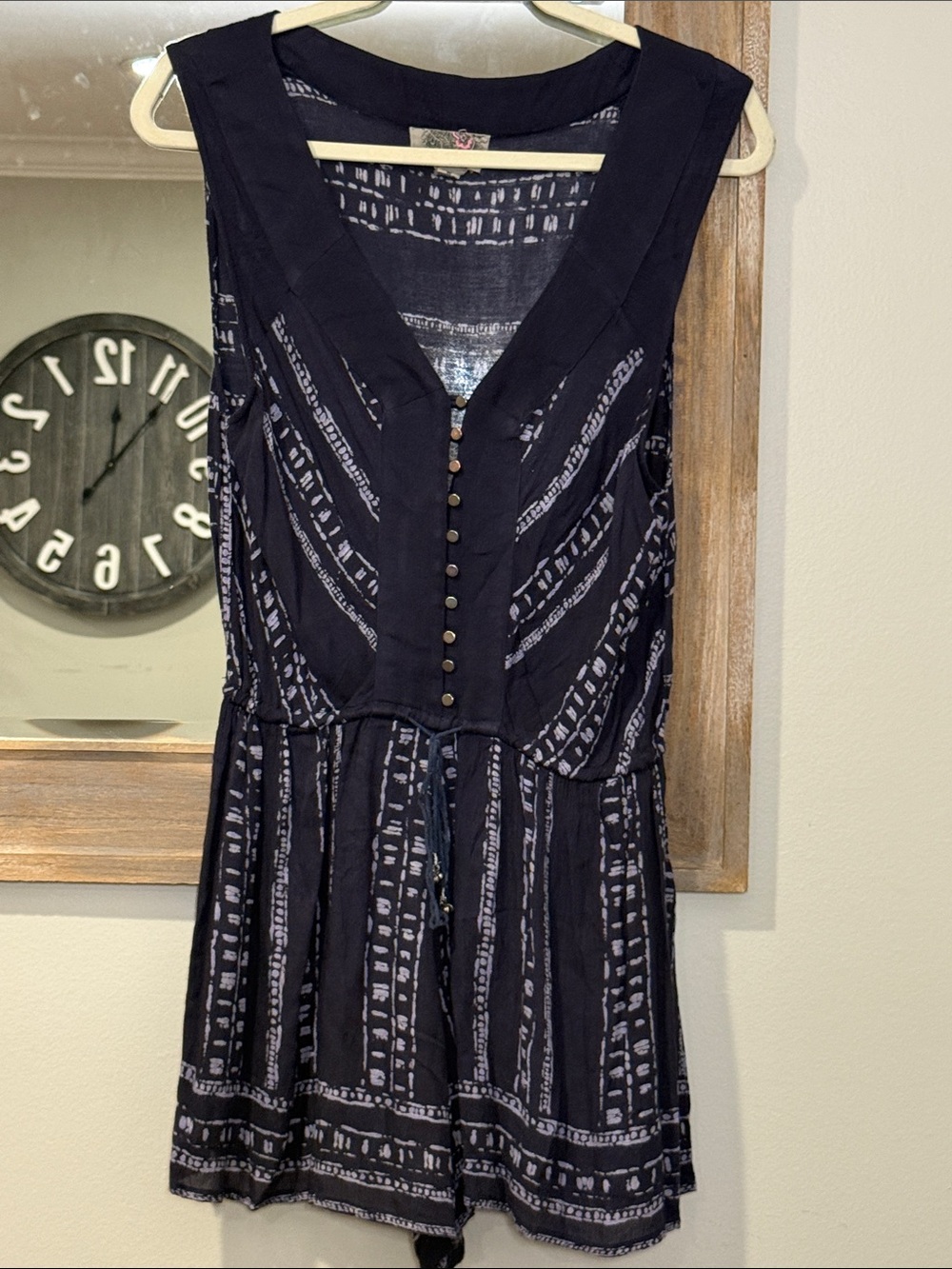 Ecote Black Patterned Sleeveless Romper